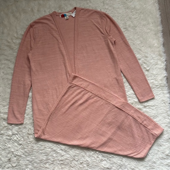 Free People FP Beach Sweater Bi-Coastal Cardigan Duster Papaya Sun Sz S - Picture 2 of 14